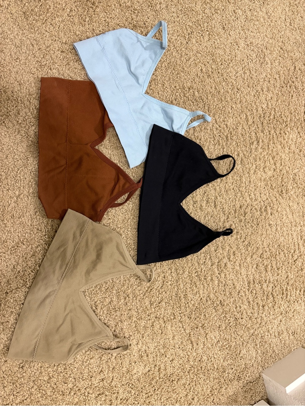 Ribbed Bralette - Black, Light Blue, Rust, Tan
